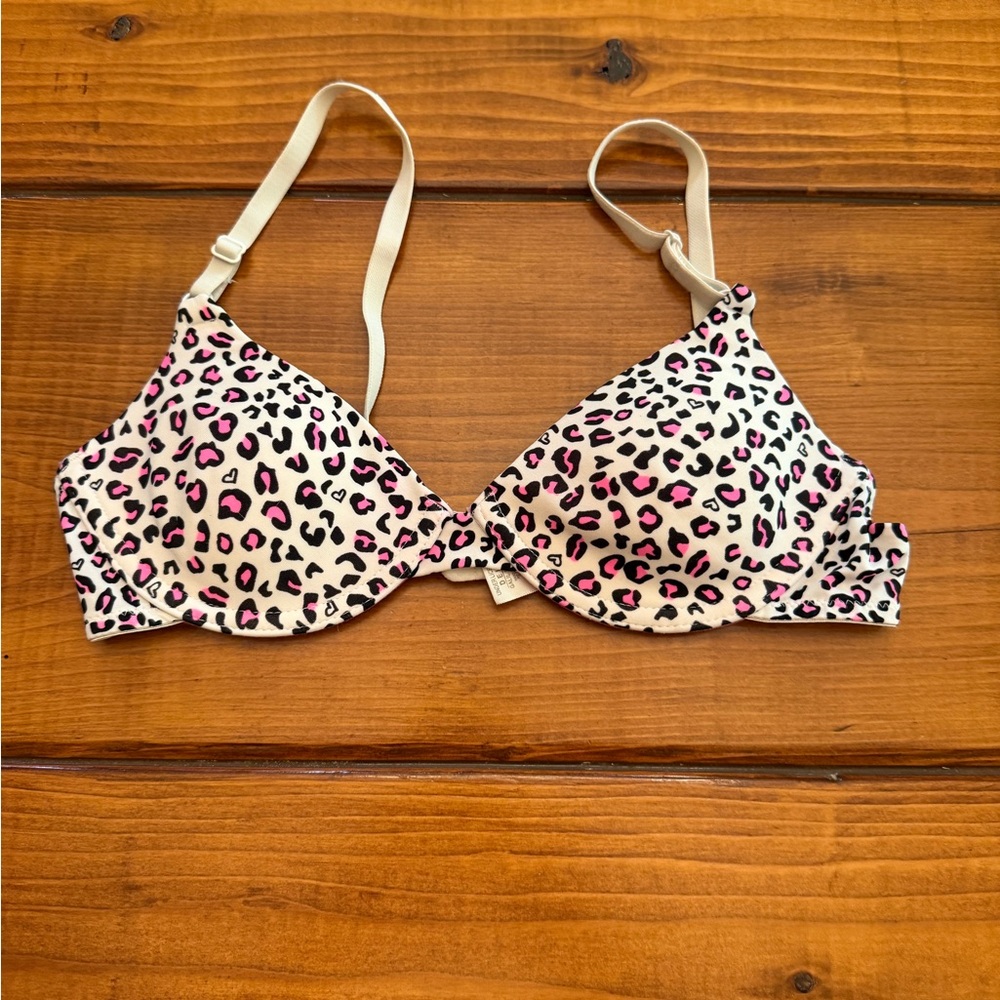 Delta Leopard Print Bra with Pink Accents